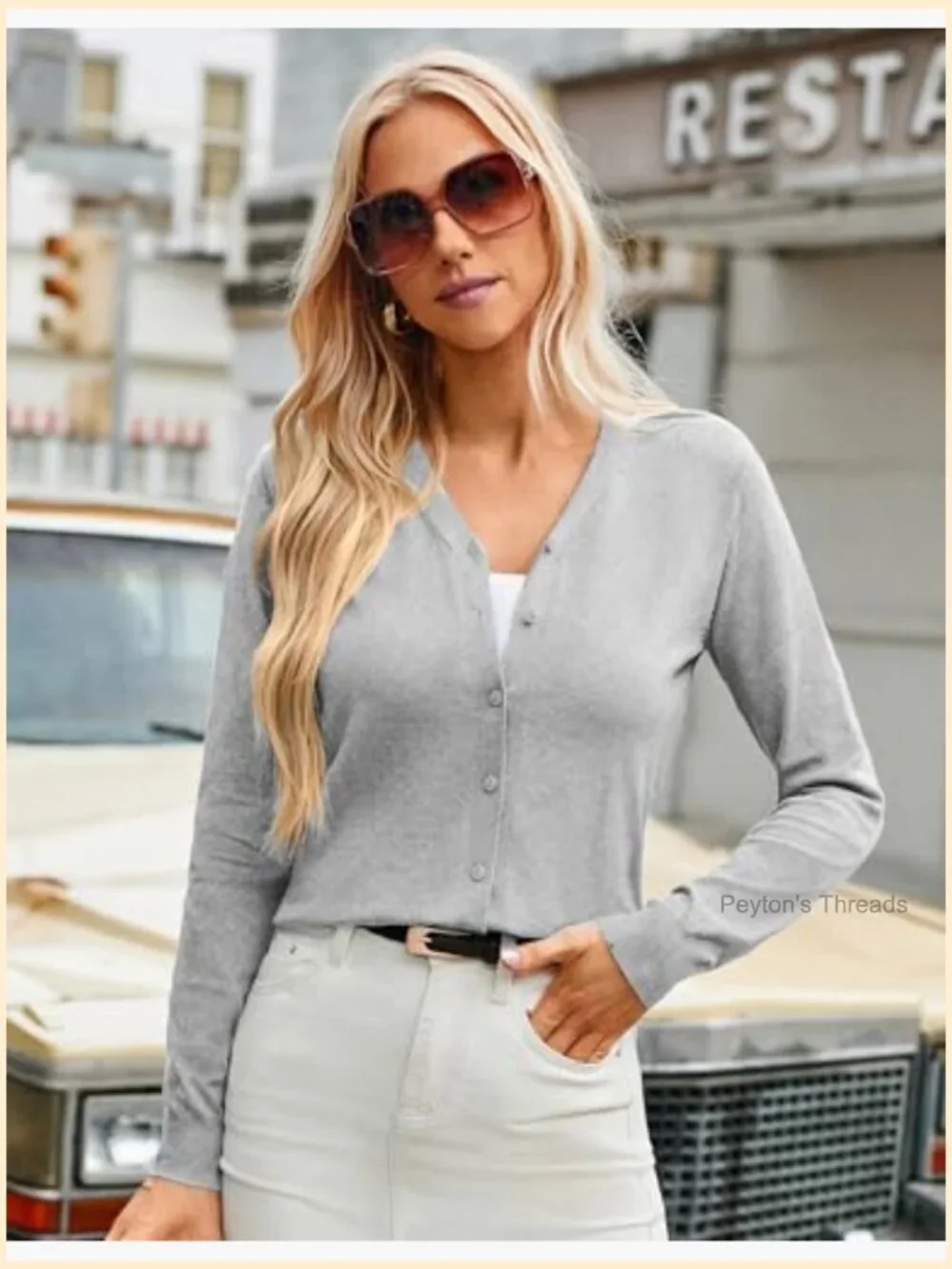 Long Sleeve Button Down V-Neck Sweater Knit Cardigan